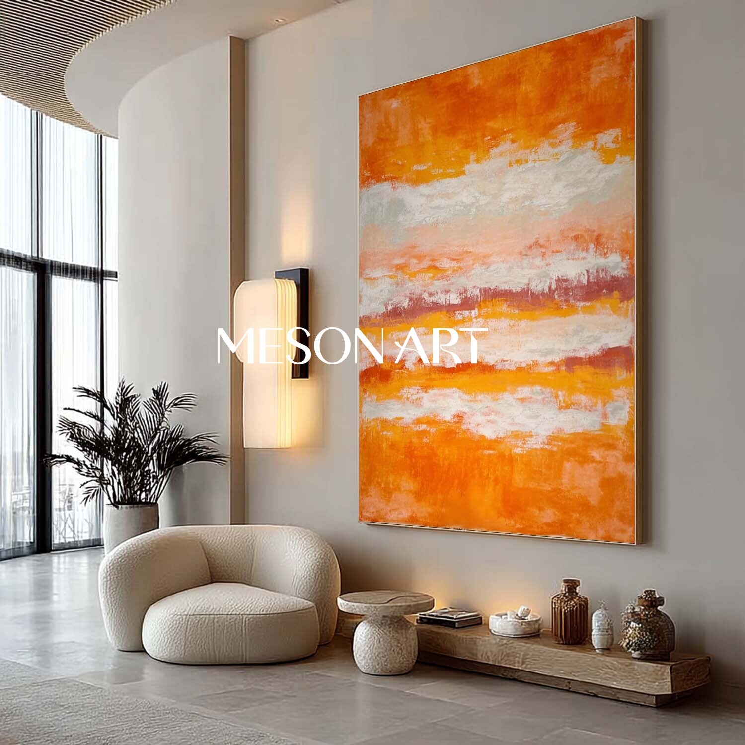 Fall Wall Art Abstract Painting with Autumn Colors for Home Decor