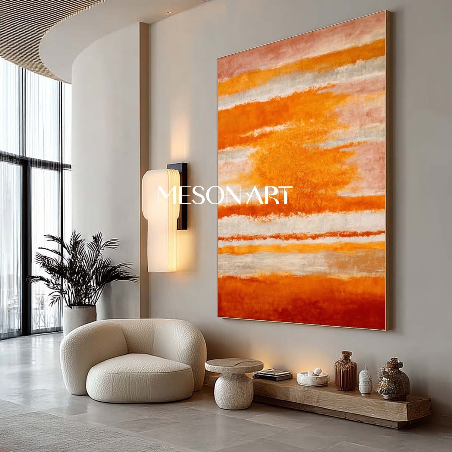 Fall Art Abstract Painting Large Wall Decor for Autumn Colors Home