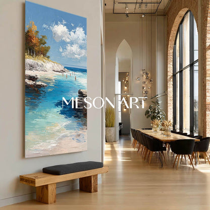 Modern Beach Canvas Minimalist Coastal Art Beach Art for Living Room Large Coastal Canvas