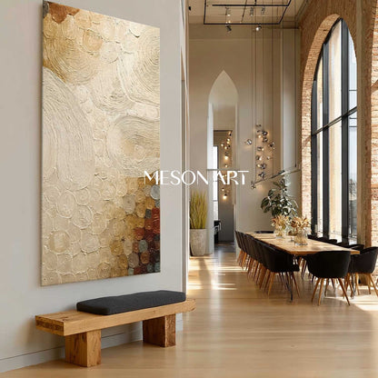 Oversized Neutral Boho Painting – Minimalist Artwork for Modern Homes