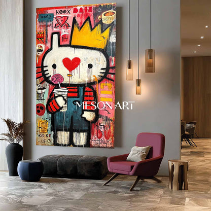 Red Pop Art Graffiti Oil Painting Modern Abstract Canvas Bedroom
