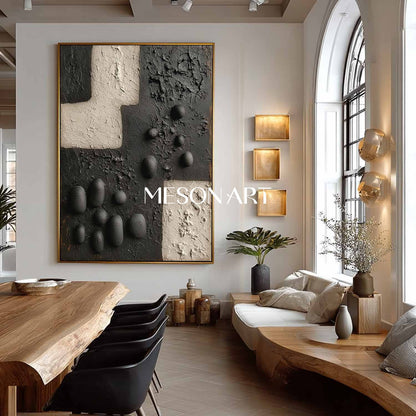 Large 3D Black Texture Wall Painting Black Abstract Canvas Art Black Abstract Art for Sale