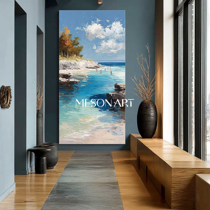 Modern Beach Canvas Minimalist Coastal Art Beach Art for Living Room Large Coastal Canvas