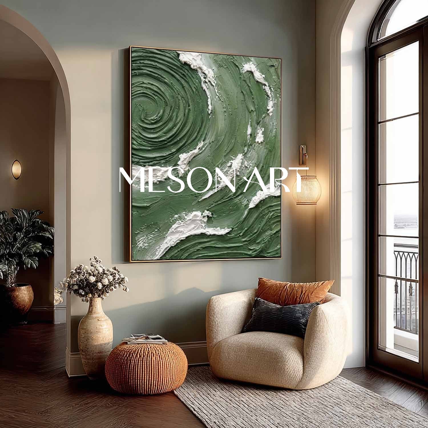 Dark Green Wall Art Emerald Green Canvas Heavy Texture Painting