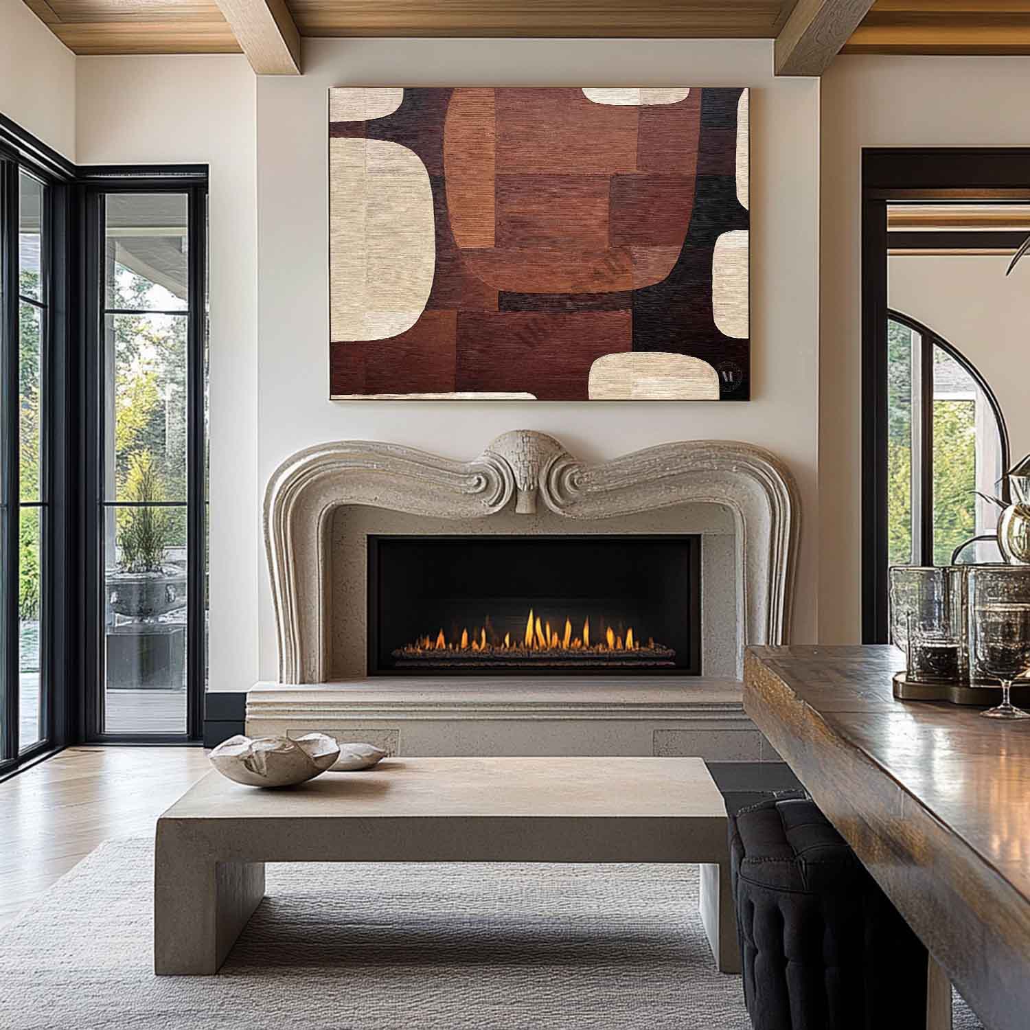 Large Beige and Brown Minimalist Abstract Art Brown and Beige Canvas Art Wall Painting