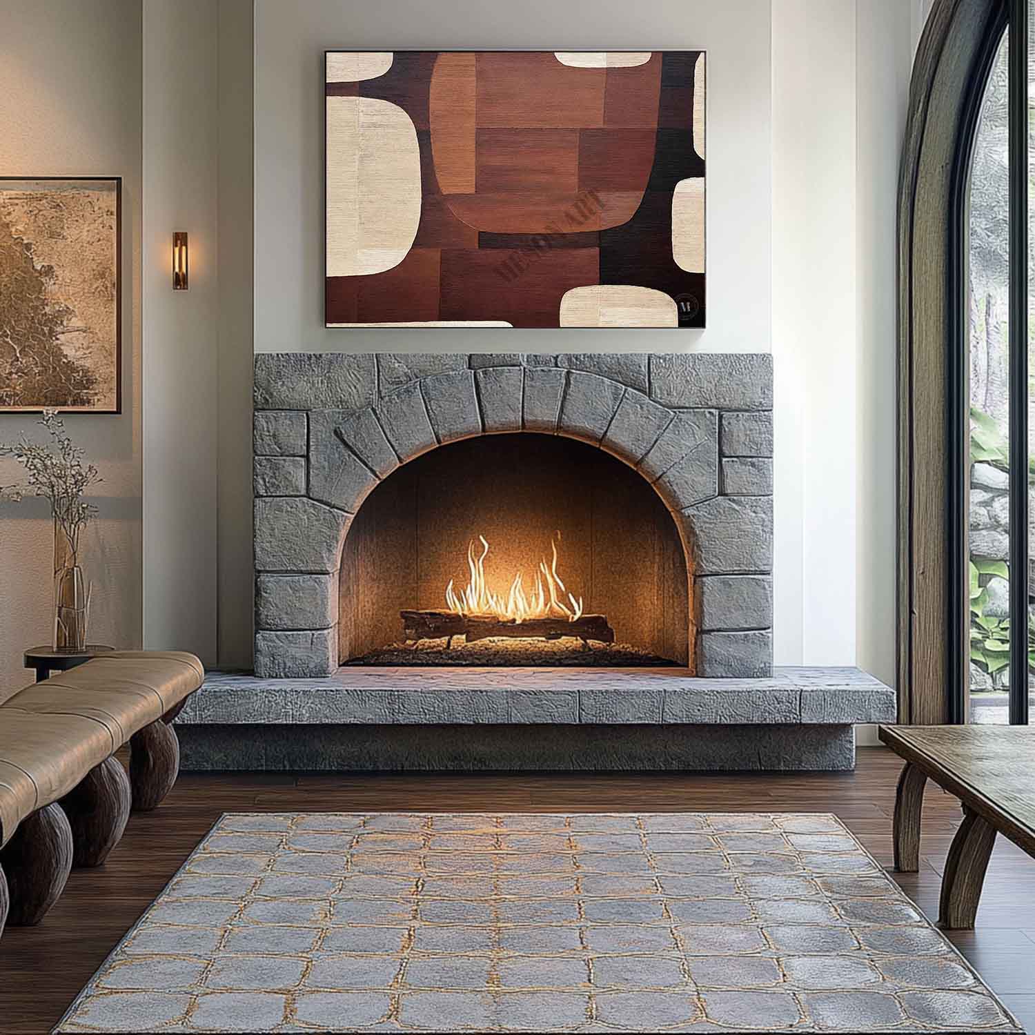 Large Beige and Brown Minimalist Abstract Art Brown and Beige Canvas Art Wall Painting