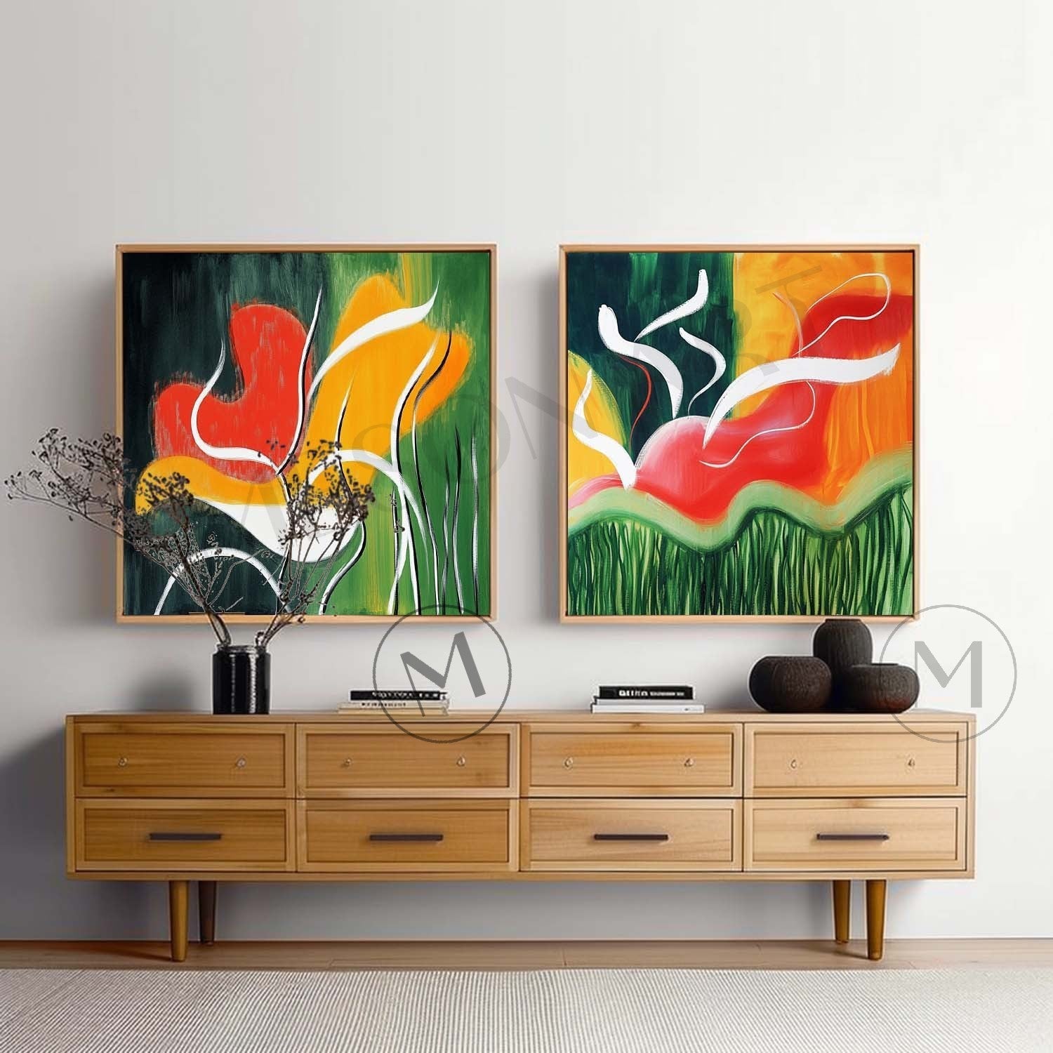 Large Modern Colorful Abstract Line Canvas Painting Abstract Minimalist Line Wall Art