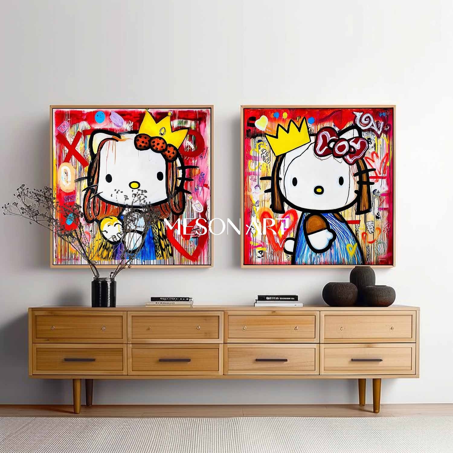 Original Street Graffiti Style 2 Piece Canvas Set For Bedroom Pop Art