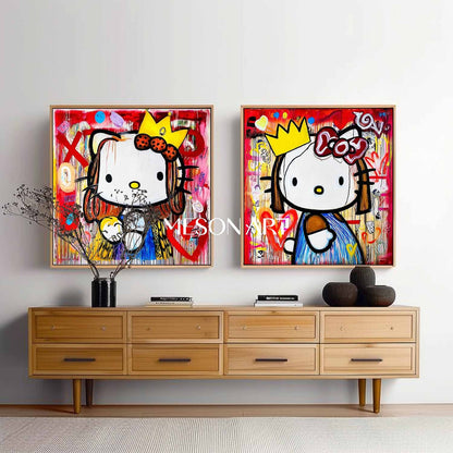 Original Street Graffiti Style 2 Piece Canvas Set For Bedroom Pop Art