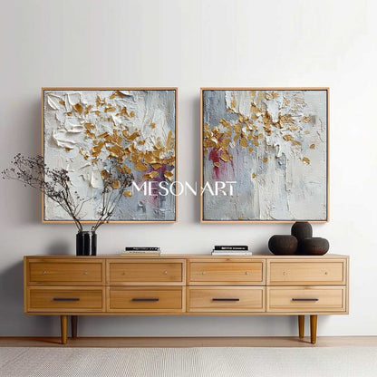 Buy Textured Diptych Abstract Wall Art Gold Oil Paintings Living Room
