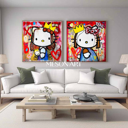Original Street Graffiti Style 2 Piece Canvas Set For Bedroom Pop Art
