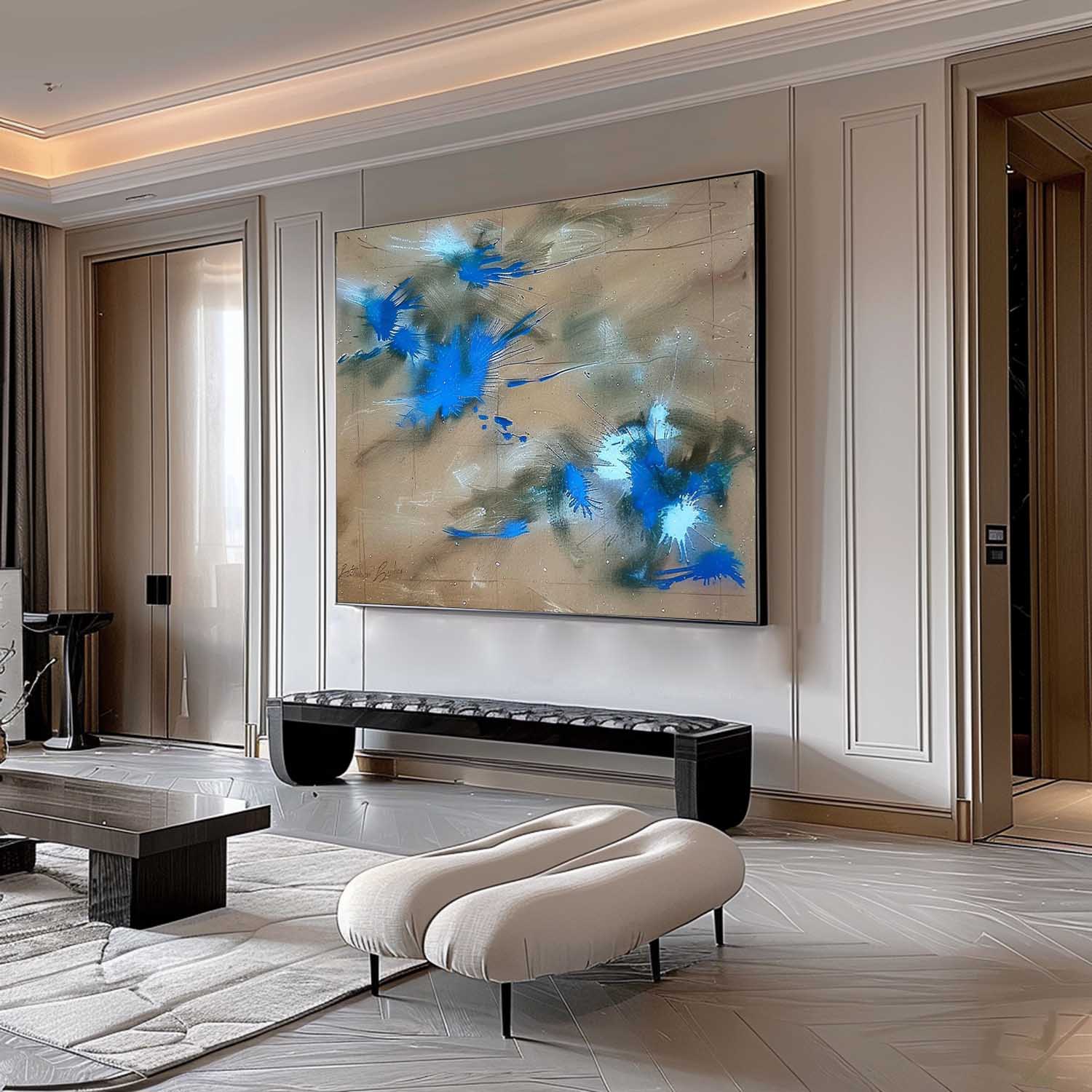 Large Green and Blue Abstract Art for Sale Modern Green and Blue Abstract Canvas Wall Decor