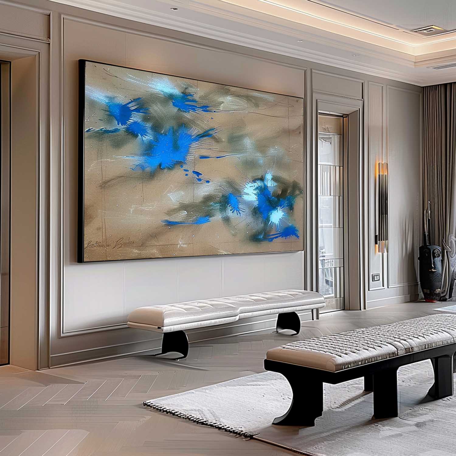 Large Green and Blue Abstract Art for Sale Modern Green and Blue Abstract Canvas Wall Decor