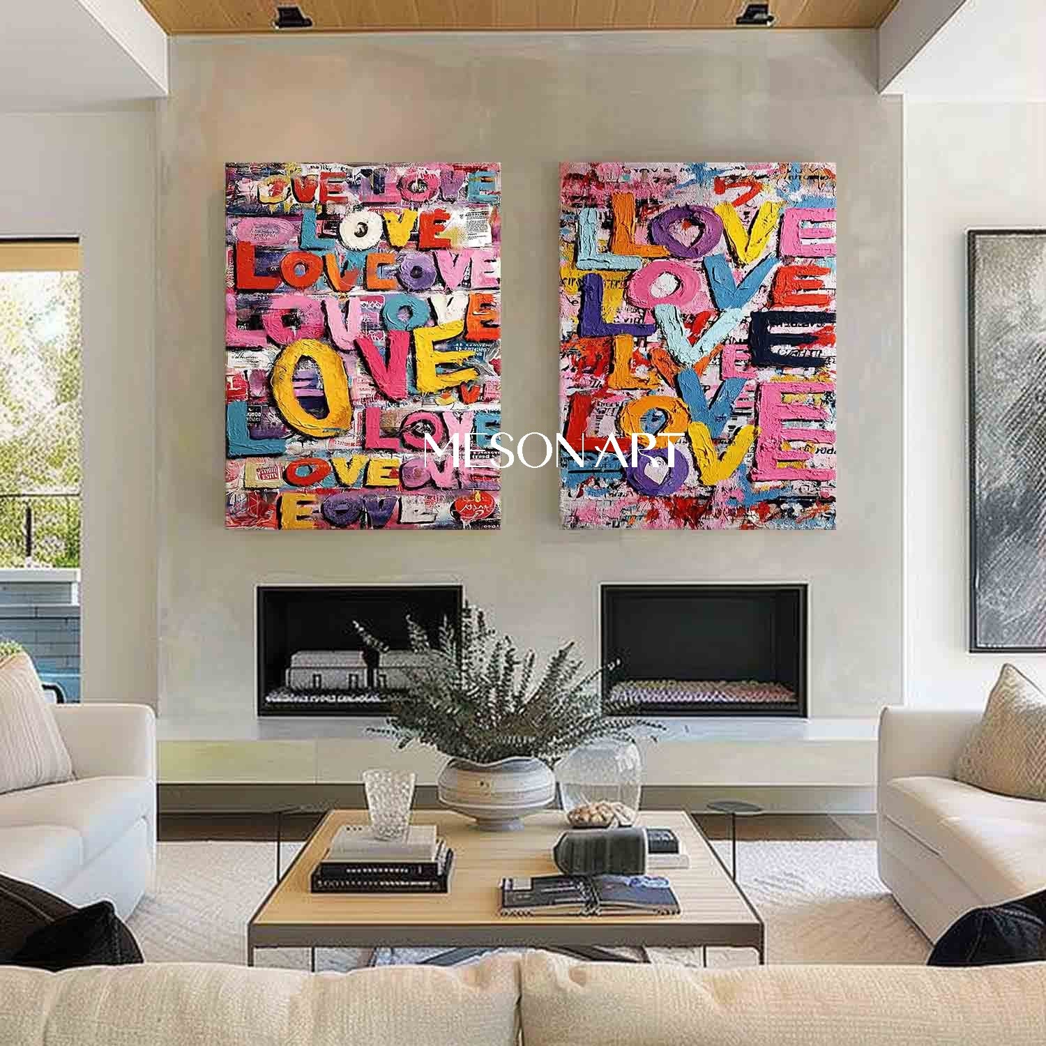 2-piece LOVE wall art decoration Newlywed room decoration ideas Valentine's Day LOVE art gift