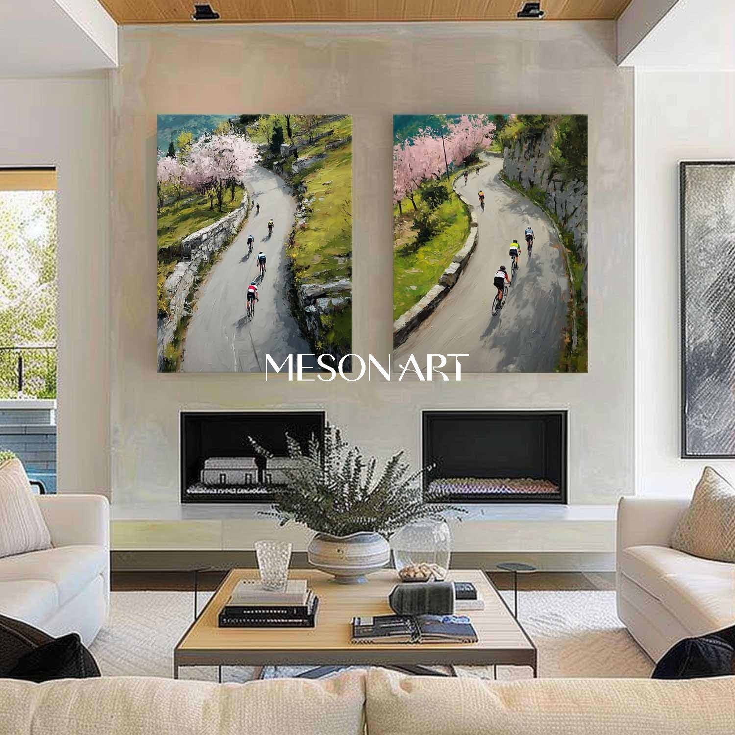 Spring Valley Bicycle Textured Painting 2 Piece Canvas Wall Art Decor