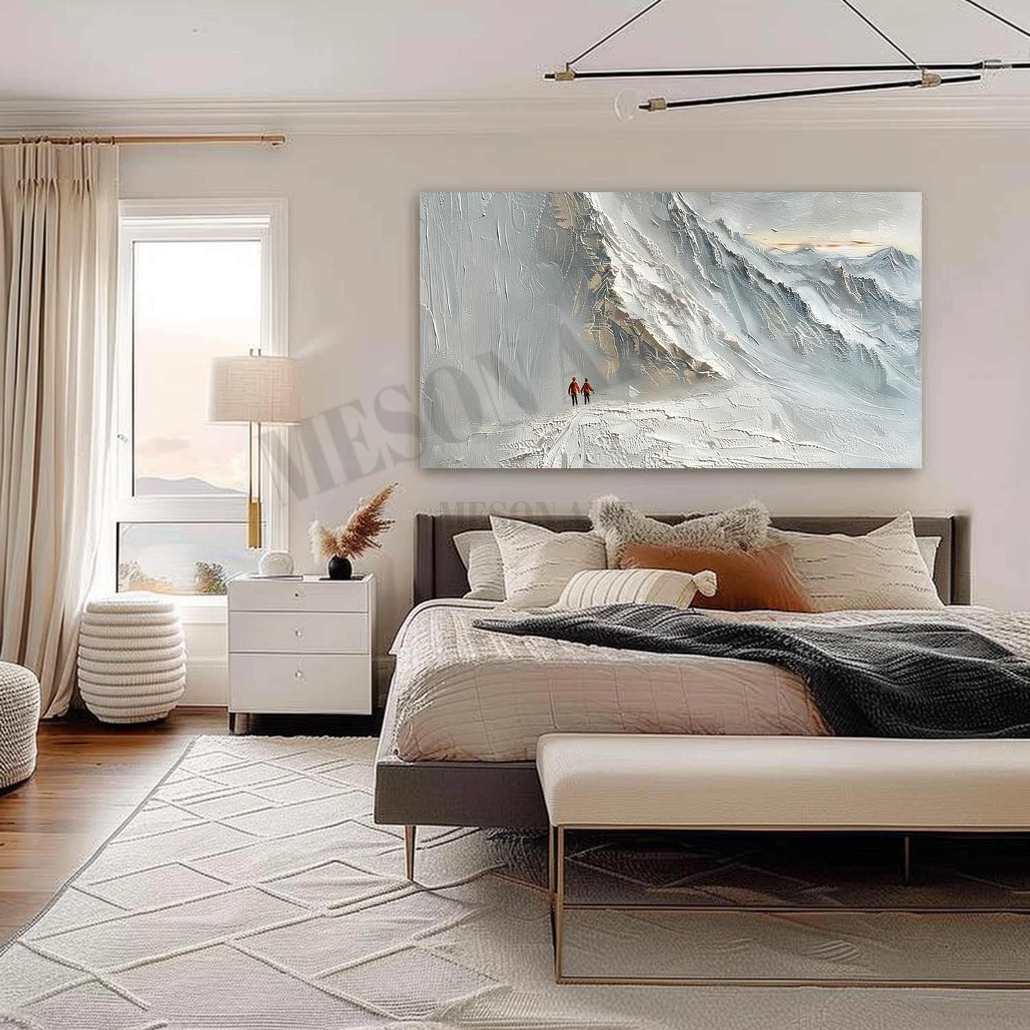Large 3D White Snow Mountain Texture Painting White Snow Mountain Canvas Wall Art White Plaster Art