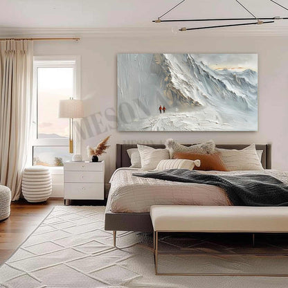 Large 3D White Snow Mountain Texture Painting White Snow Mountain Canvas Wall Art White Plaster Art