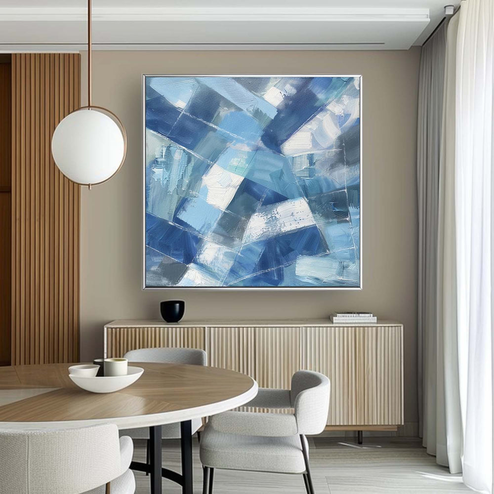 Blue Abstract Canvas Wall Art Light Blue and White Abstract Art Decor ...