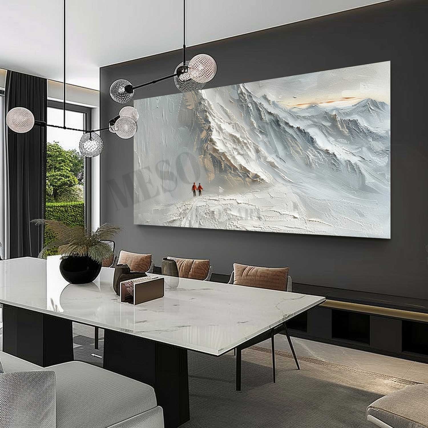 Large 3D White Snow Mountain Texture Painting White Snow Mountain Canvas Wall Art White Plaster Art