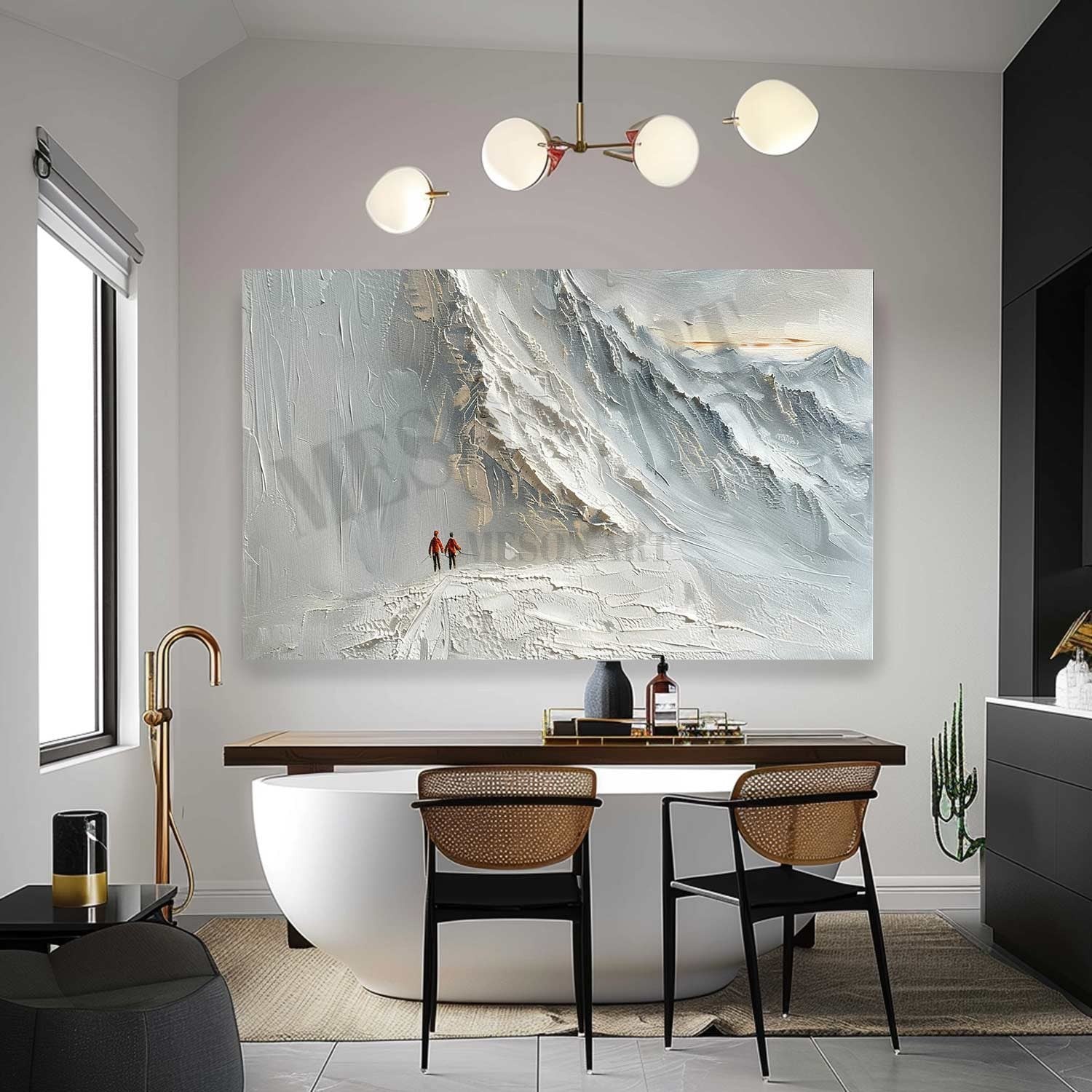 Large 3D White Snow Mountain Texture Painting White Snow Mountain Canvas Wall Art White Plaster Art