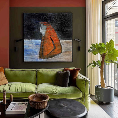 Black and Red Minimalist Abstract Art Black and Red Textured Paintings for Sale Wabi-Sabi Wall Art