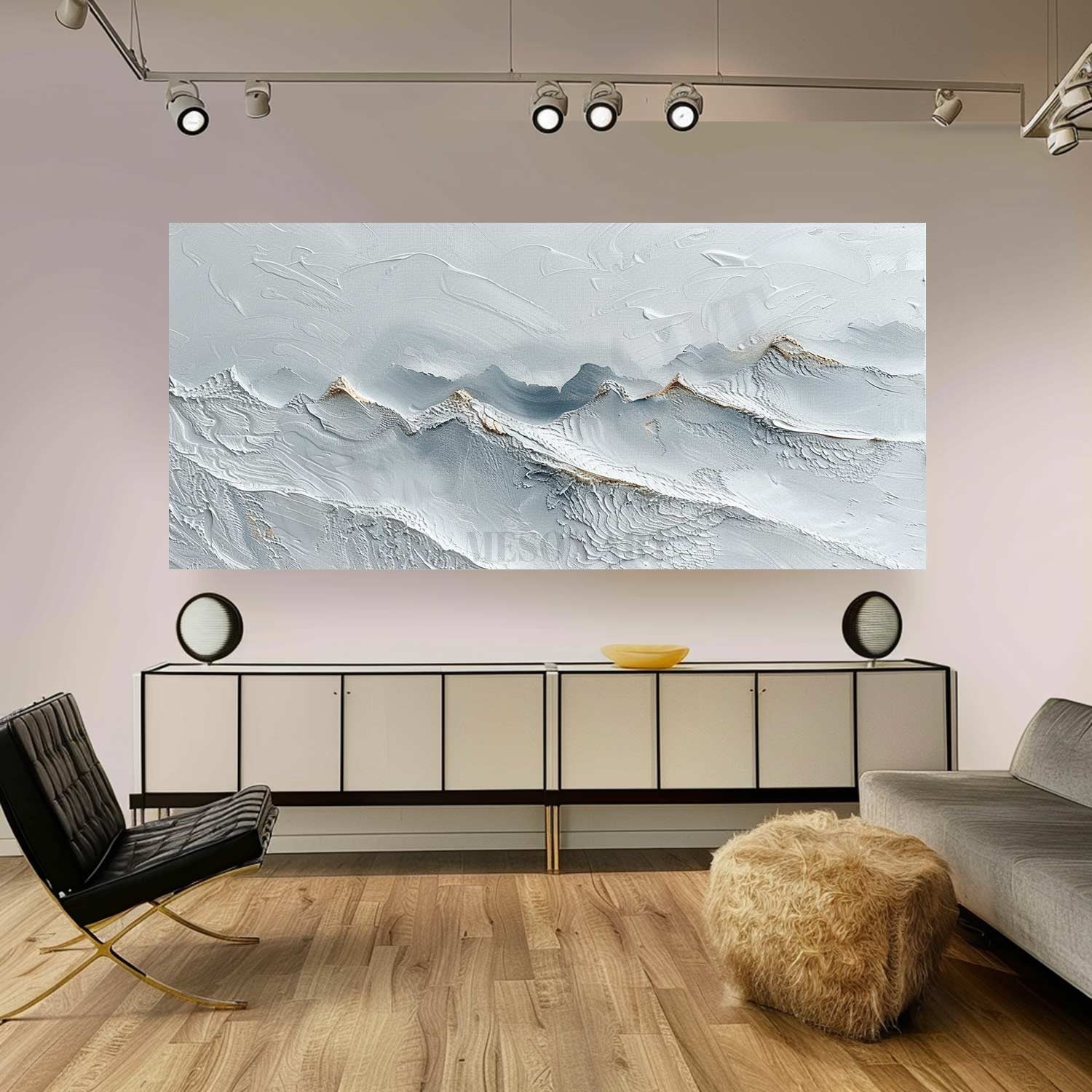 Large 3D White Snow Mountain Plaster Texture Painting Snow Mountain Canvas Wall Art Snow Plaster Art