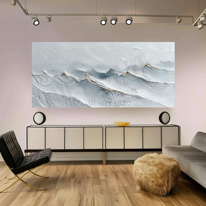 Large 3D White Snow Mountain Plaster Texture Painting Snow Mountain Canvas Wall Art Snow Plaster Art