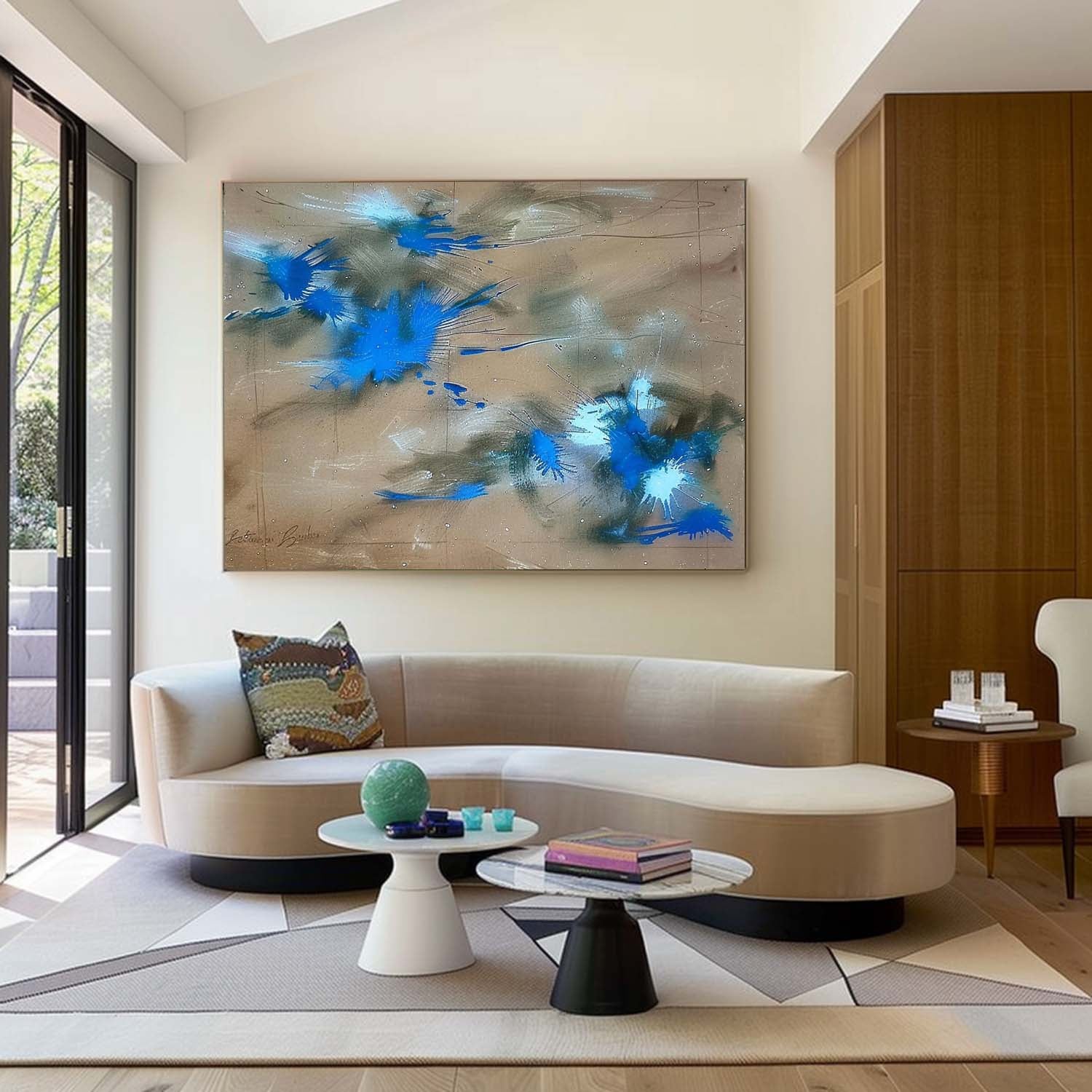 Large Green and Blue Abstract Art for Sale Modern Green and Blue Abstract Canvas Wall Decor