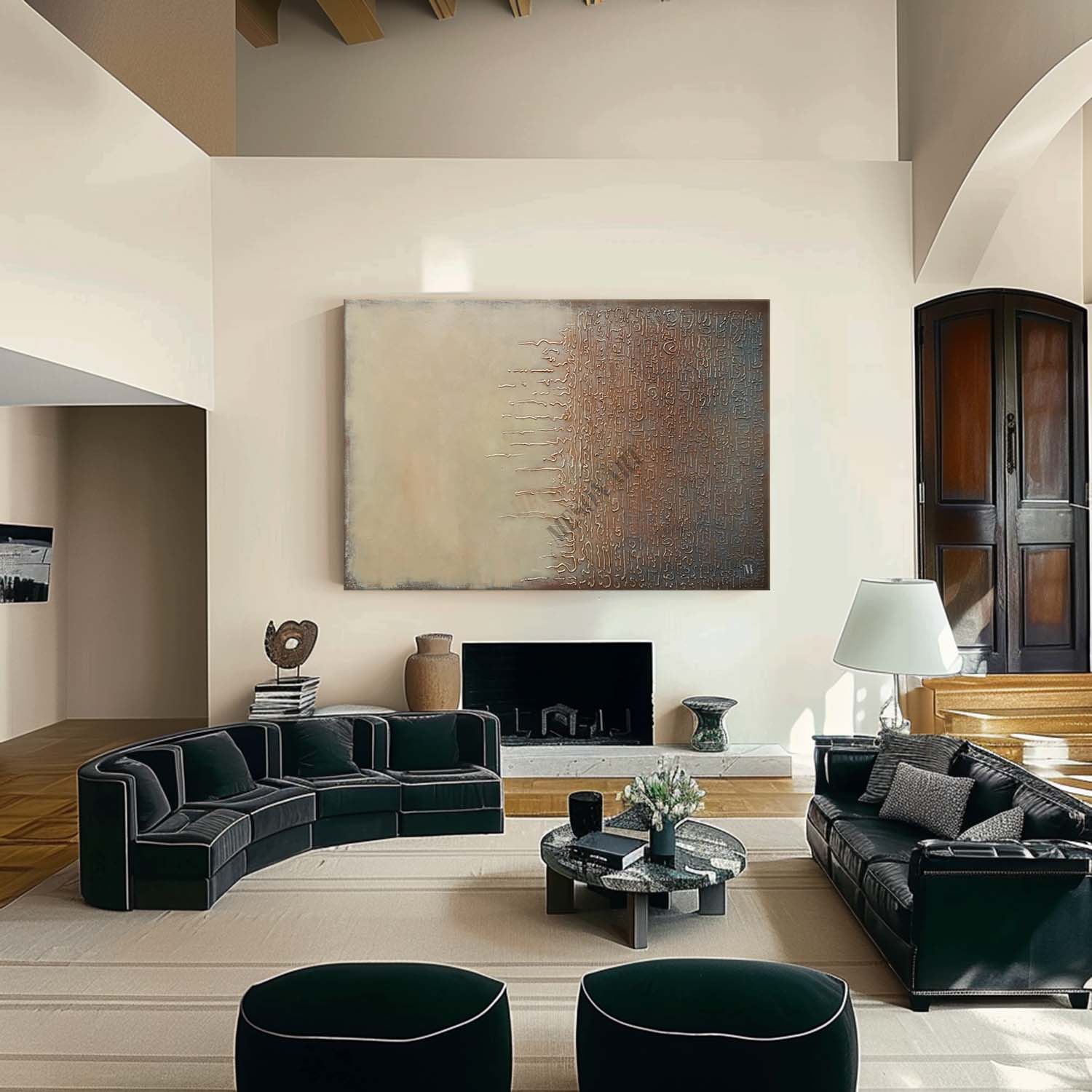 Large Beige And Brown Minimalist Abstract Art Canvas Beige And Brown Textured Wall Painting