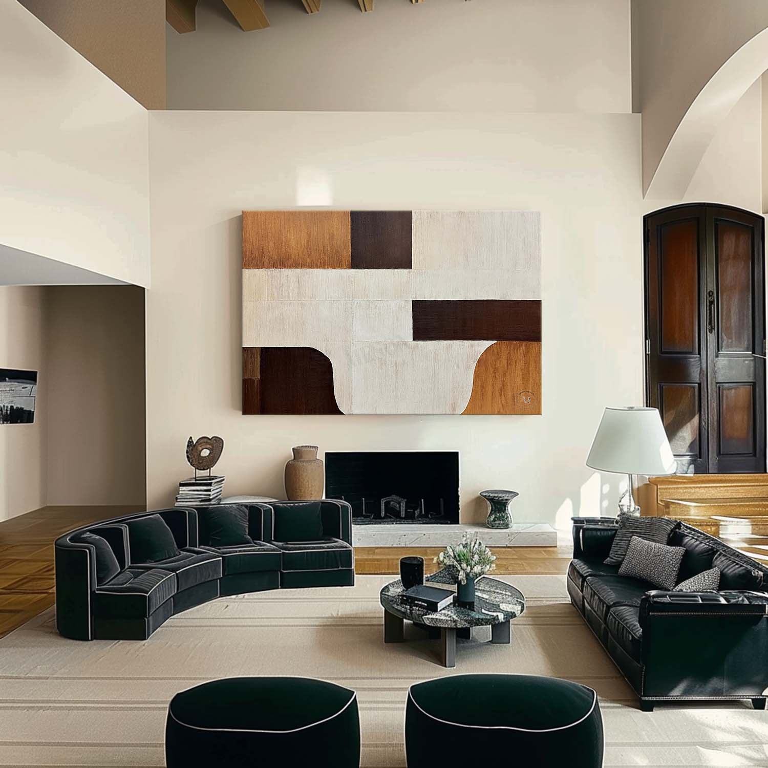 Large Beige And Brown Abstract Art Canvas Beige Minimalist Wall Art Decoration Painting
