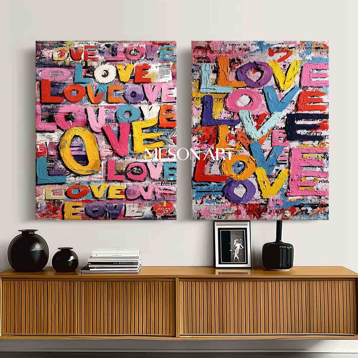 2-piece LOVE wall art decoration Newlywed room decoration ideas Valentine's Day LOVE art gift