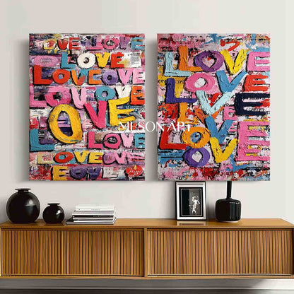 2-piece LOVE wall art decoration Newlywed room decoration ideas Valentine's Day LOVE art gift