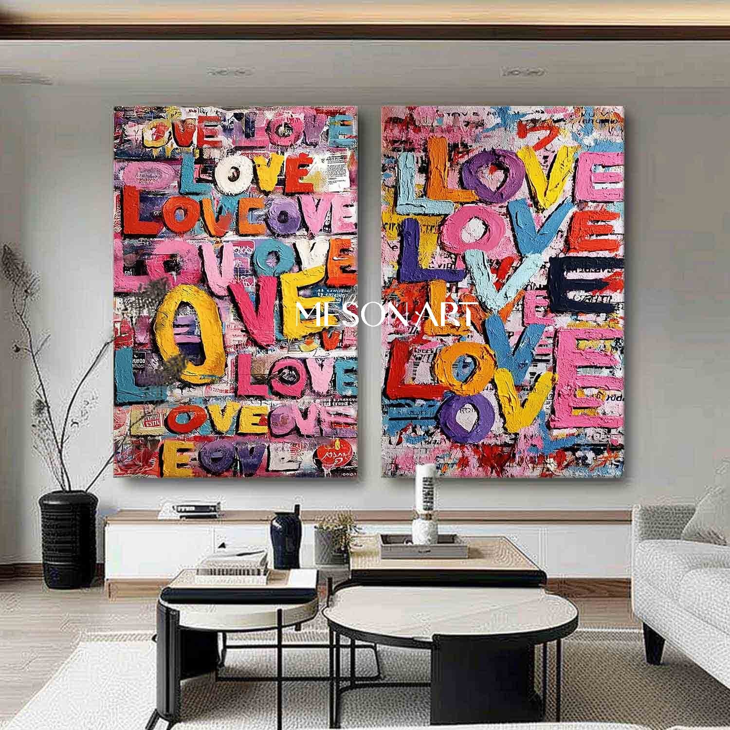 Large 2-piece LOVE wall art decoration New house decoration ideas Valentine's Day LOVE art gift