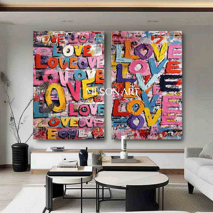 Large 2-piece LOVE wall art decoration New house decoration ideas Valentine's Day LOVE art gift