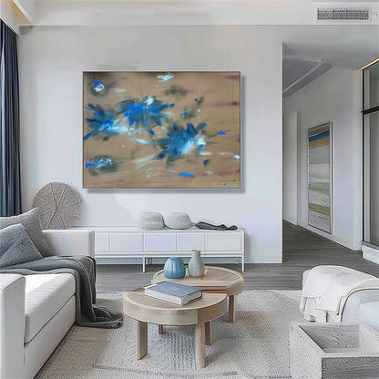 Large Modern Green and Blue Abstract Canvas Wall Decor Green and Blue Abstract Art for Sale
