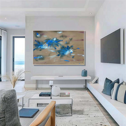 Large Modern Green and Blue Abstract Canvas Wall Decor Green and Blue Abstract Art for Sale
