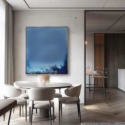 Dark Blue Texture Painting Dark Blue Abstract Art Canvas Dark Blue Canvas Wall Decor Hanging Painting