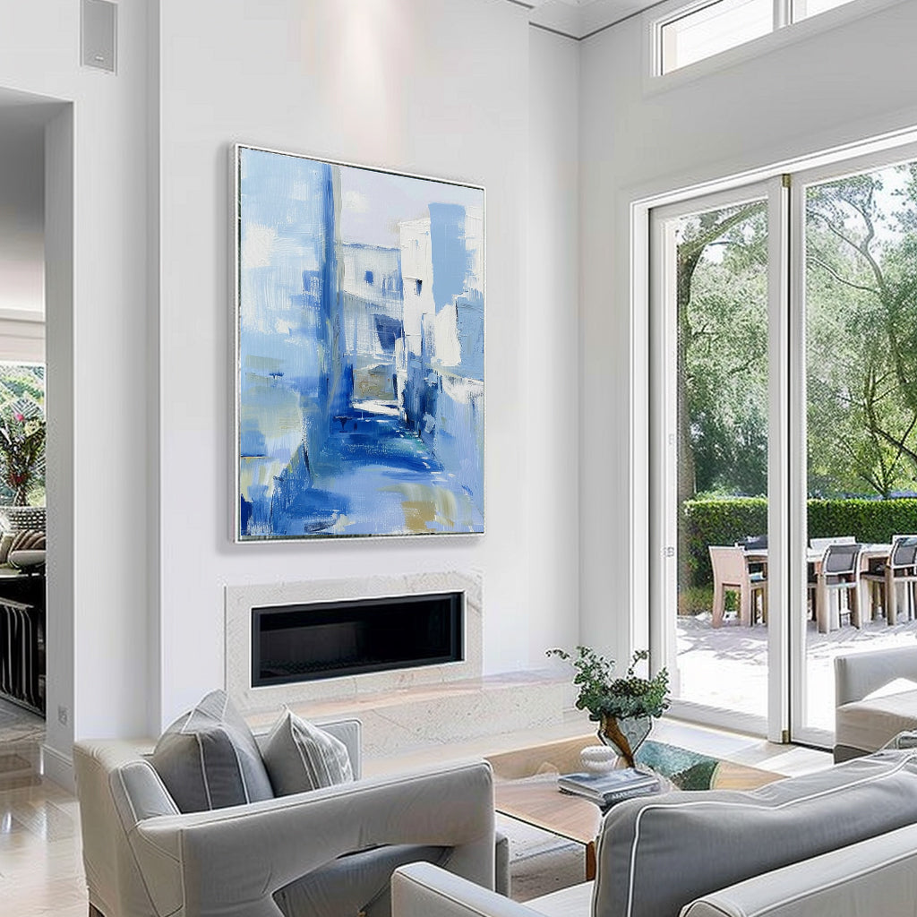 Large Light Blue Abstract Art Canvas for Sale Light Blue Abstract Township Canvas Wall Art Decor
