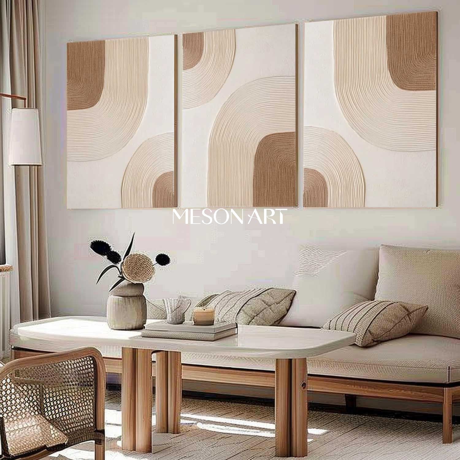 3-Piece Bohemian Wall Art – Abstract Textured Canvas for Modern Homes