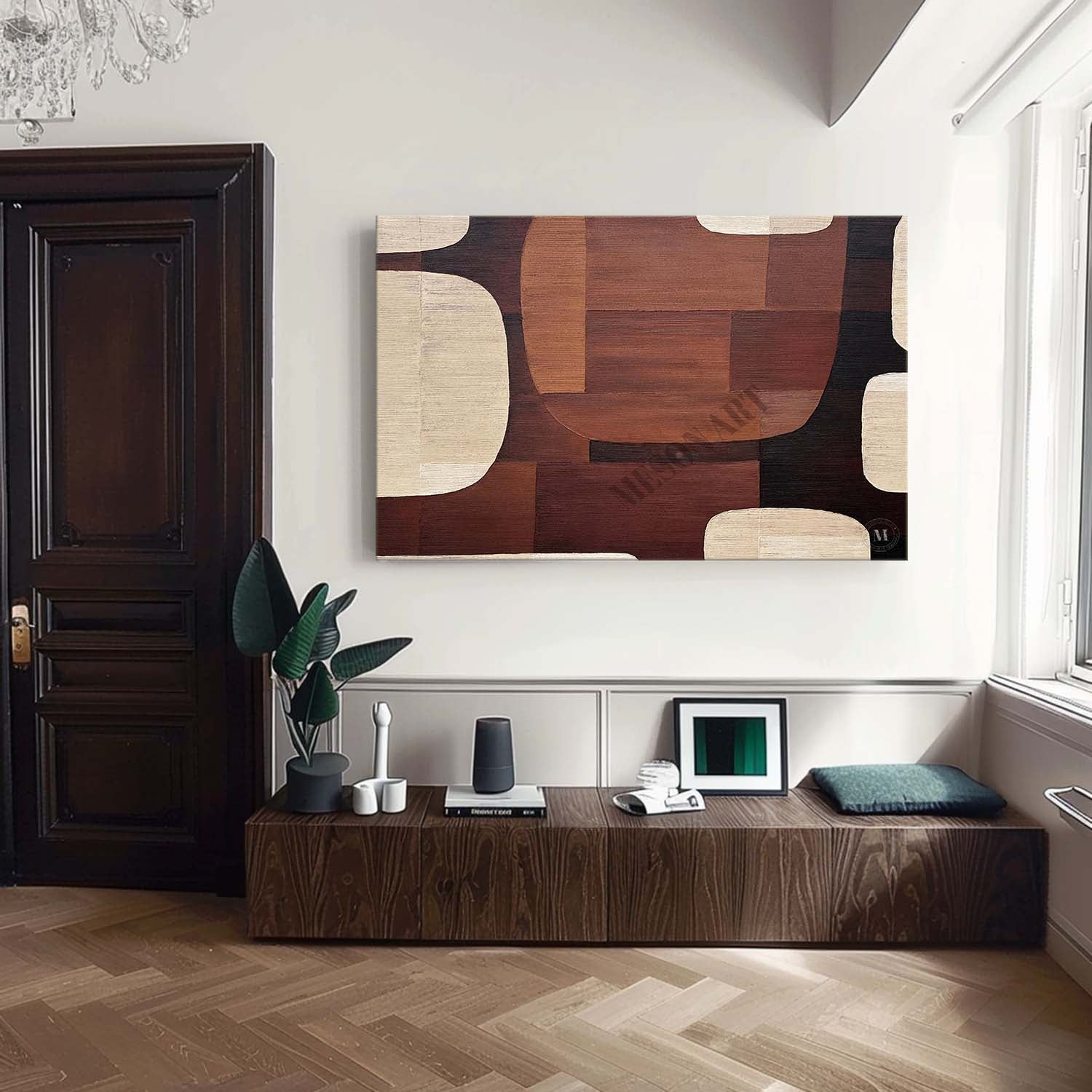 Large Beige and Brown Minimalist Abstract Art Brown and Beige Canvas Art Wall Painting