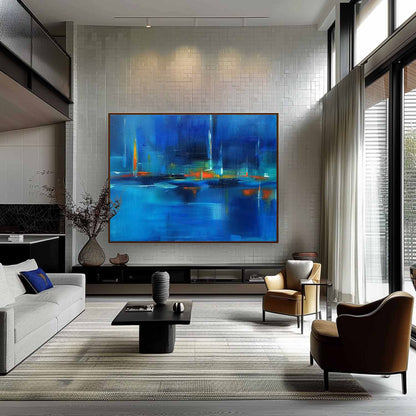 40*30 Dark Blue Abstract Wall Art Decor Dark Blue Abstract Art For Sale Dark Blue Abstract Canvas Paintings