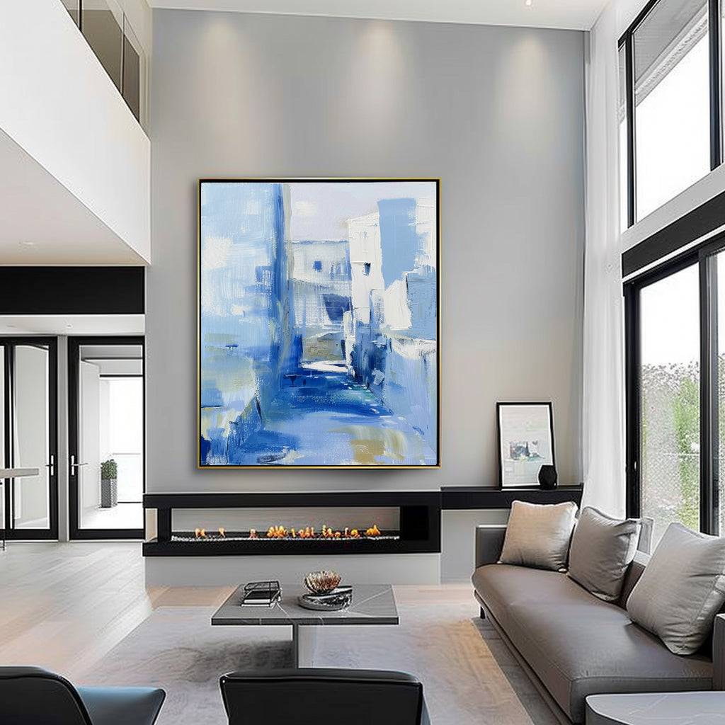 Large Light Blue Abstract Art Canvas for Sale Light Blue Abstract Township Canvas Wall Art Decor