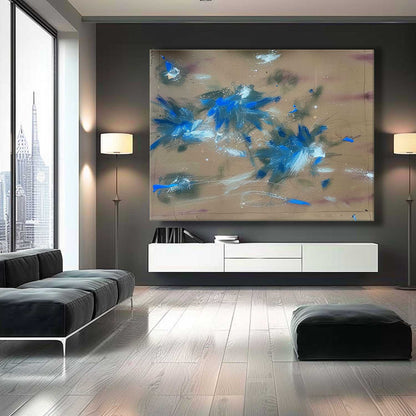 Large Modern Green and Blue Abstract Canvas Wall Decor Green and Blue Abstract Art for Sale