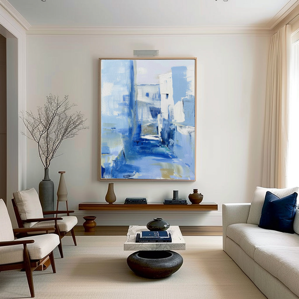 Large Light Blue Abstract Art Canvas for Sale Light Blue Abstract Township Canvas Wall Art Decor