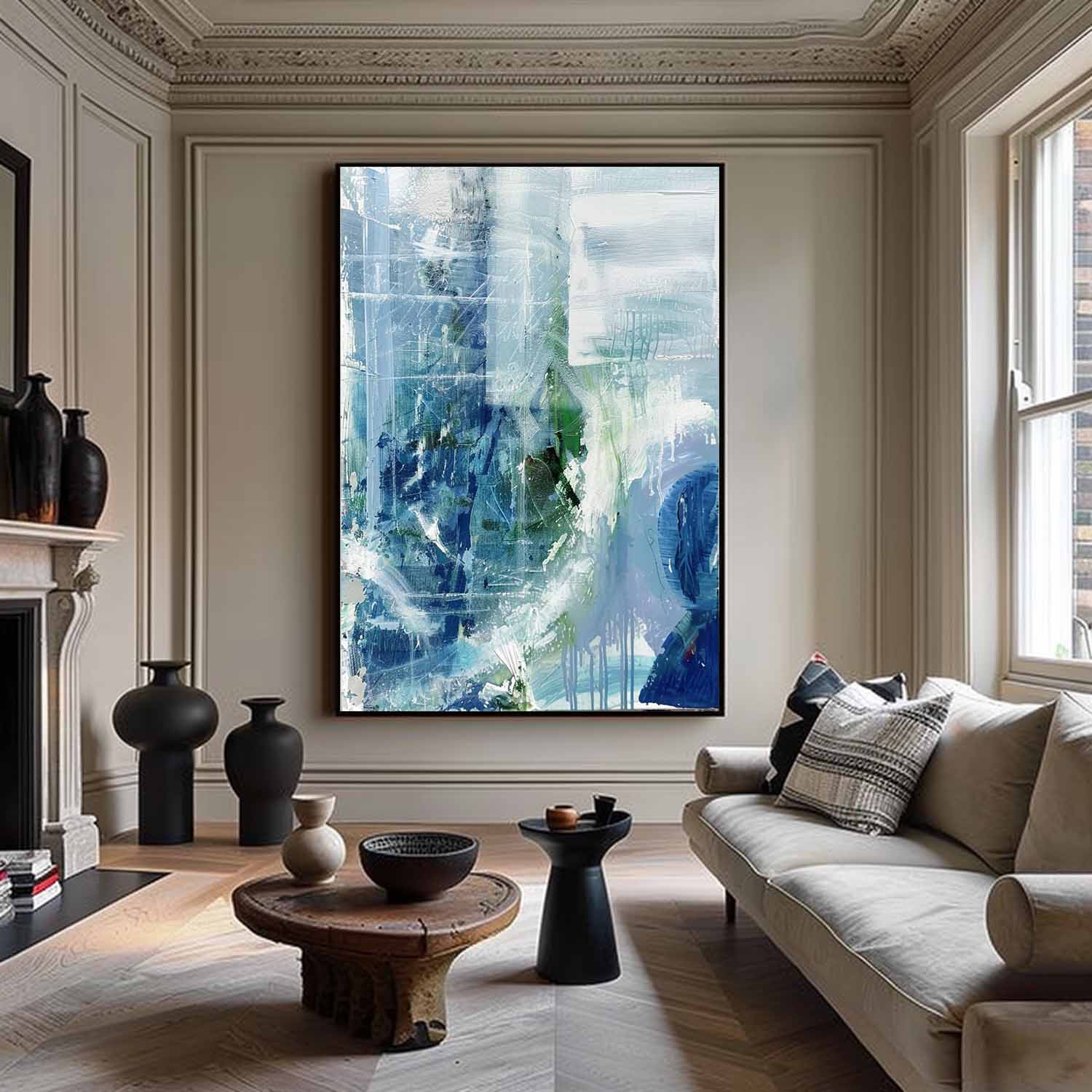 Blue and White Abstract Textures Paintings Blue and White Abstract Art Blue and White Abstract Canvas
Wall Art Decor