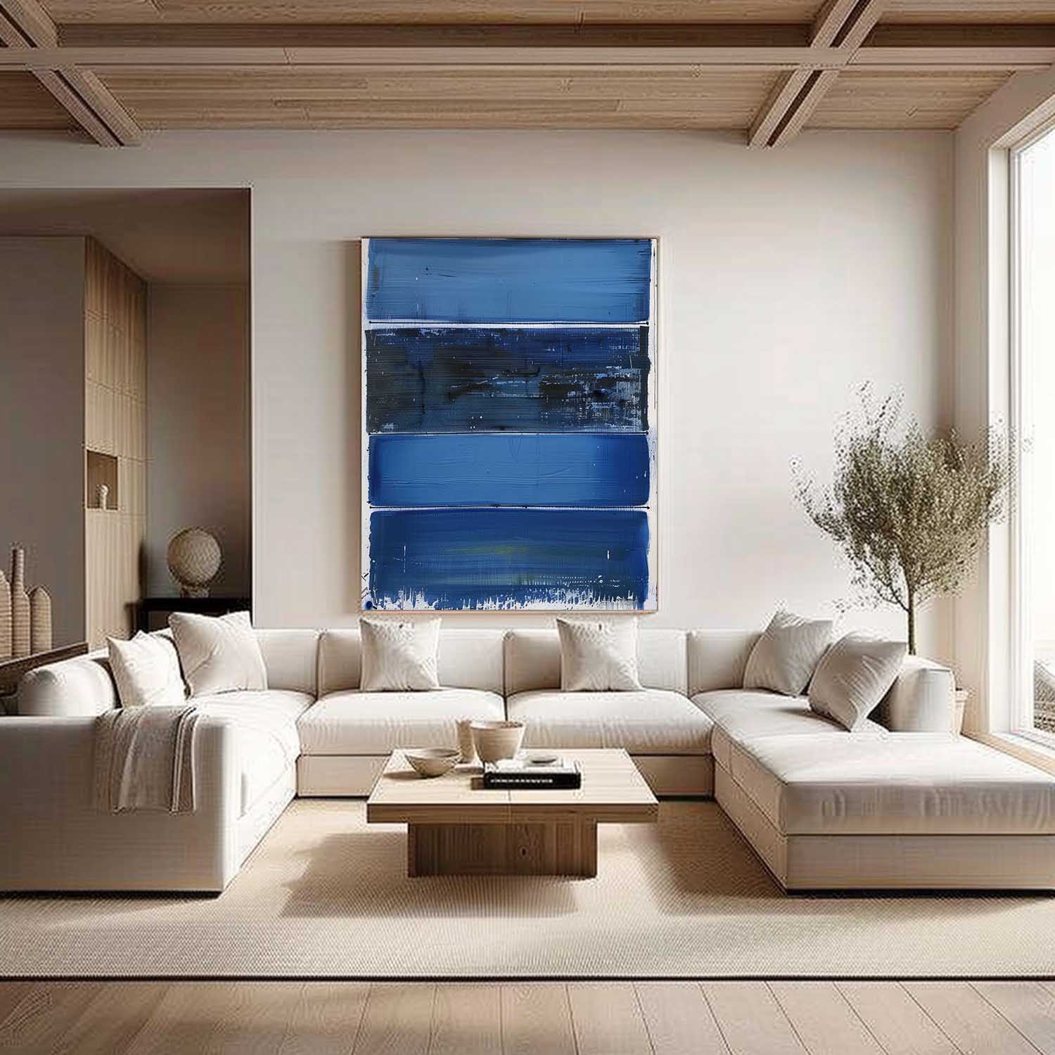 Large Dark Blue Abstract Art Contemporary Dark Blue Abstract Canvas Wall Art Decor Dark Blue Oil Painting for Sale