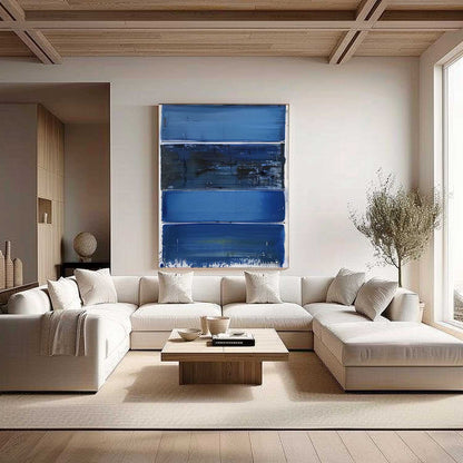 Large Dark Blue Abstract Art Contemporary Dark Blue Abstract Canvas Wall Art Decor Dark Blue Oil Painting for Sale
