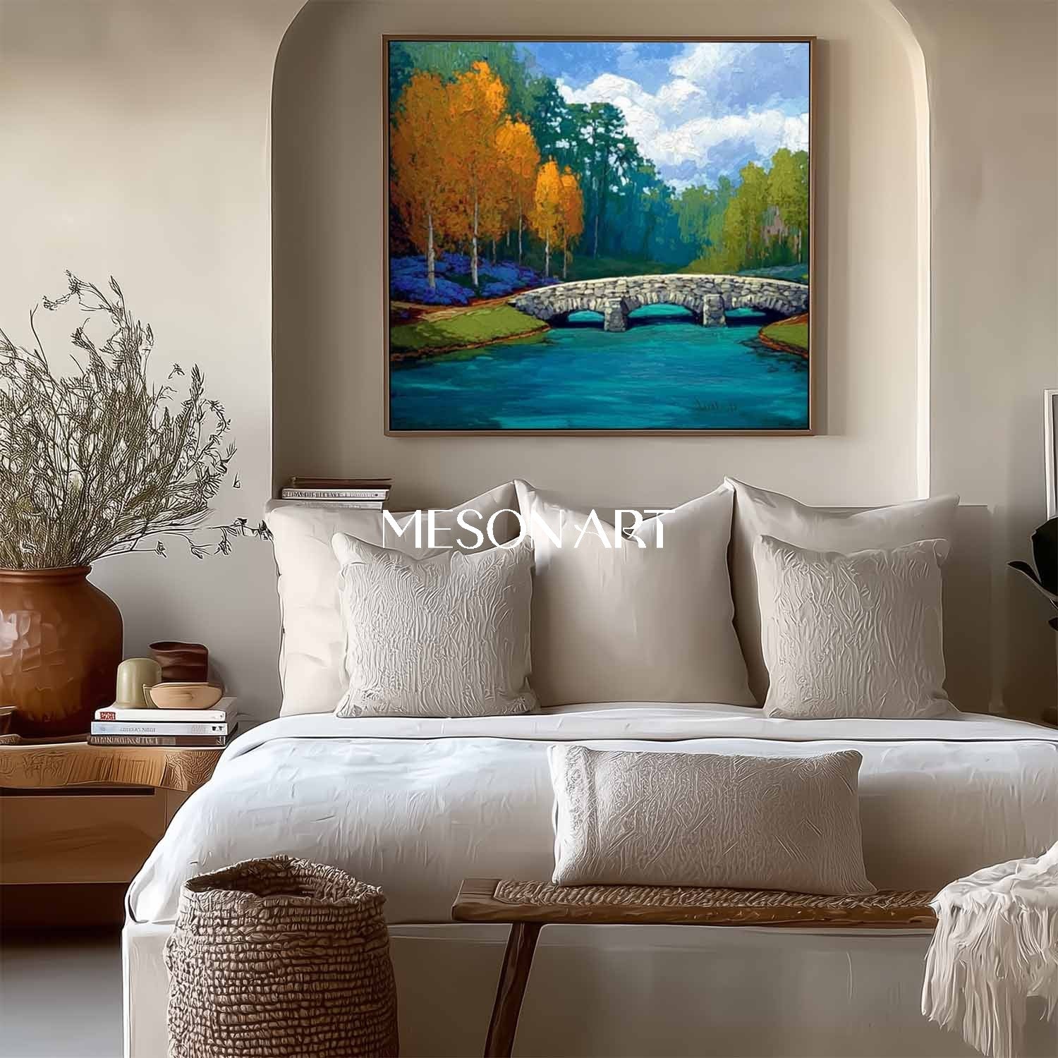 Colorful Landscape Canvas Handmade Wall Art Txtured Painting Entrywall