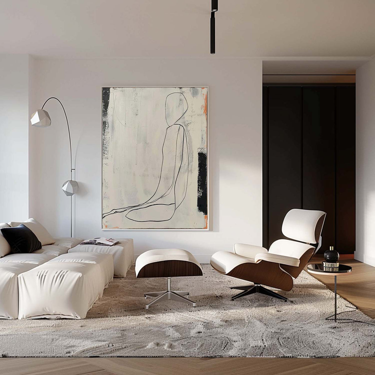 Black and white abstract line oil painting Black and white abstract art ...