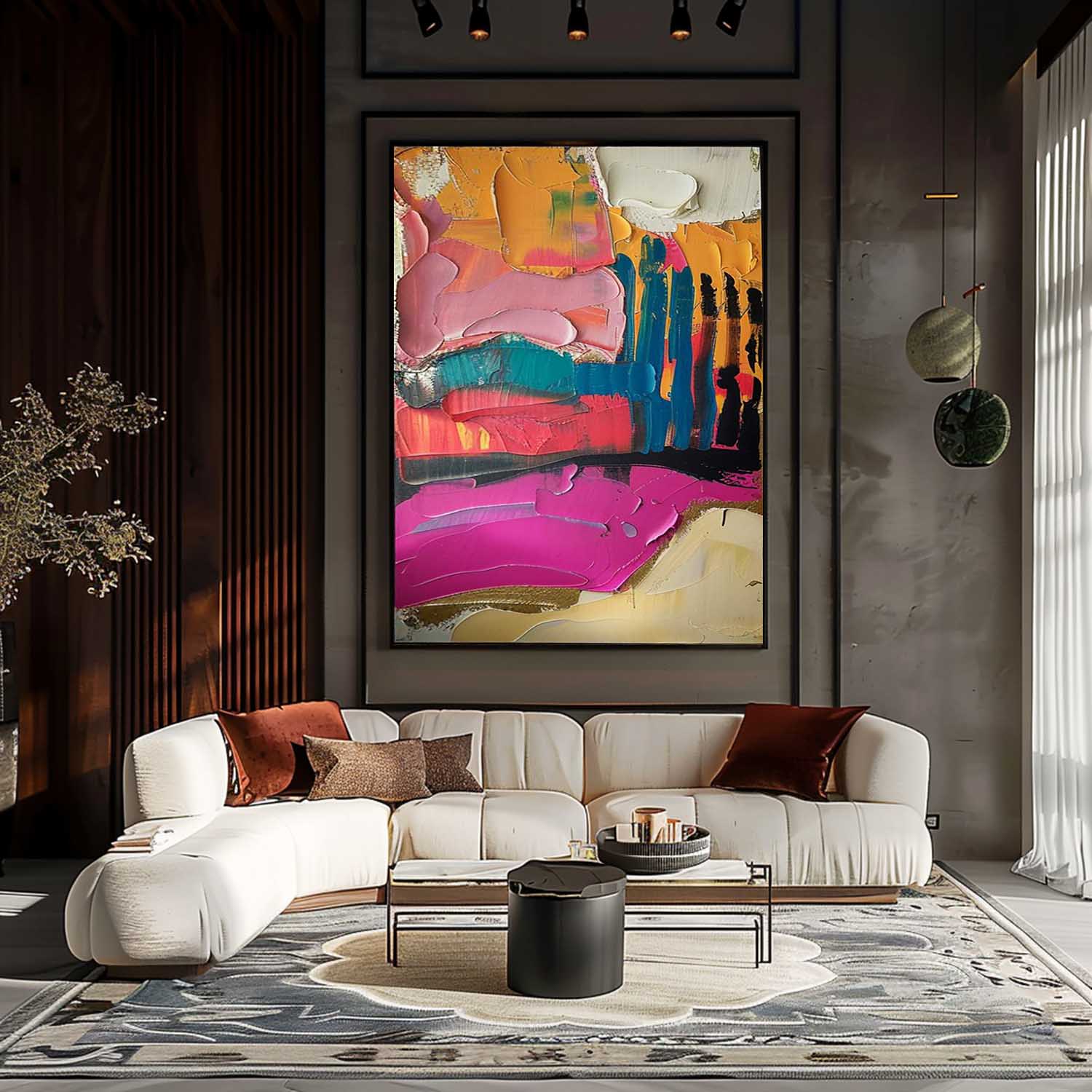 Colorful Abstract Texture Painting Colorful Textured Canvas Wall Art Decor Colorful Abstract Art for Sale